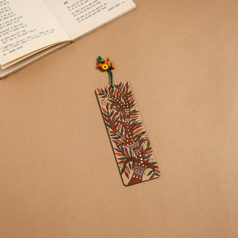 Madhubani handpainted wooden bookmark 01 - handcrafted