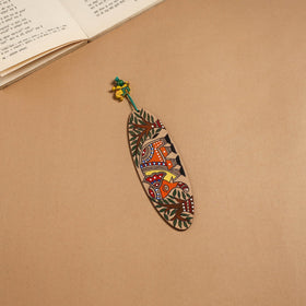 Madhubani handpainted wooden bookmark 02 - handcrafted
