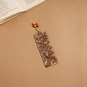 Madhubani handpainted wooden bookmark 03 - handcrafted