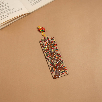 Madhubani handpainted wooden bookmark 03 - handcrafted