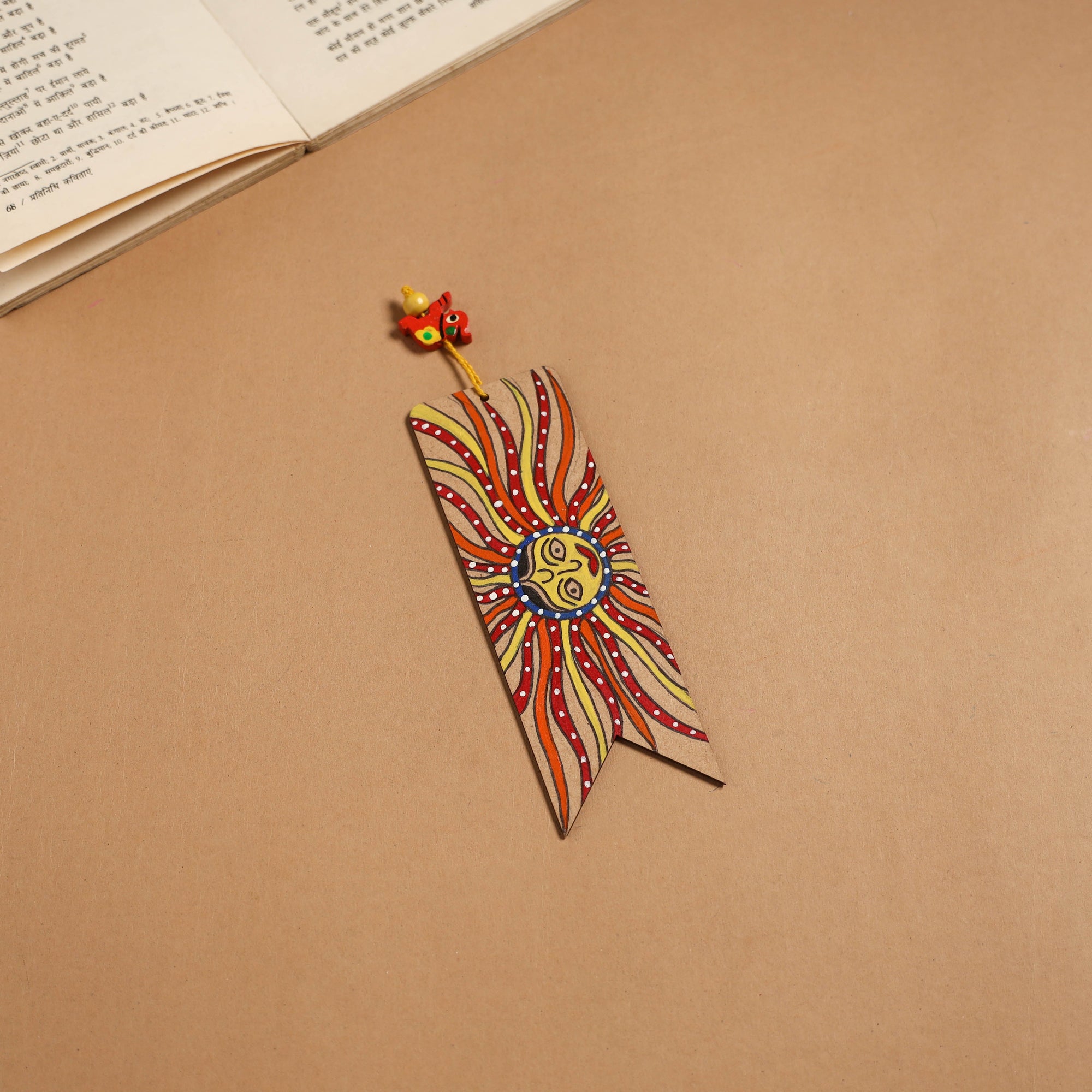 Madhubani handpainted wooden bookmark 05 - handcrafted
