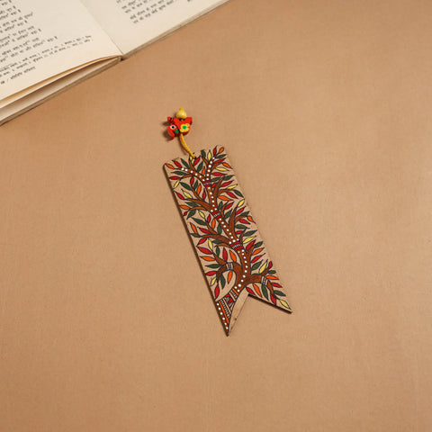 Madhubani handpainted wooden bookmark 05 - handcrafted