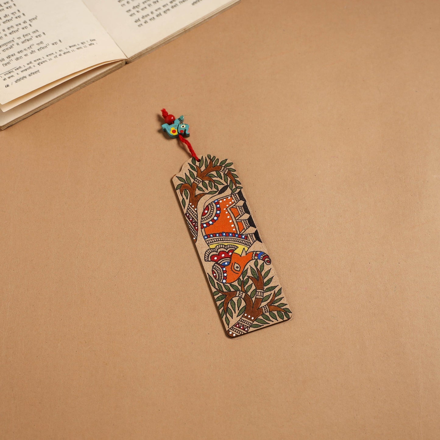 Madhubani handpainted wooden bookmark 06 - handcrafted