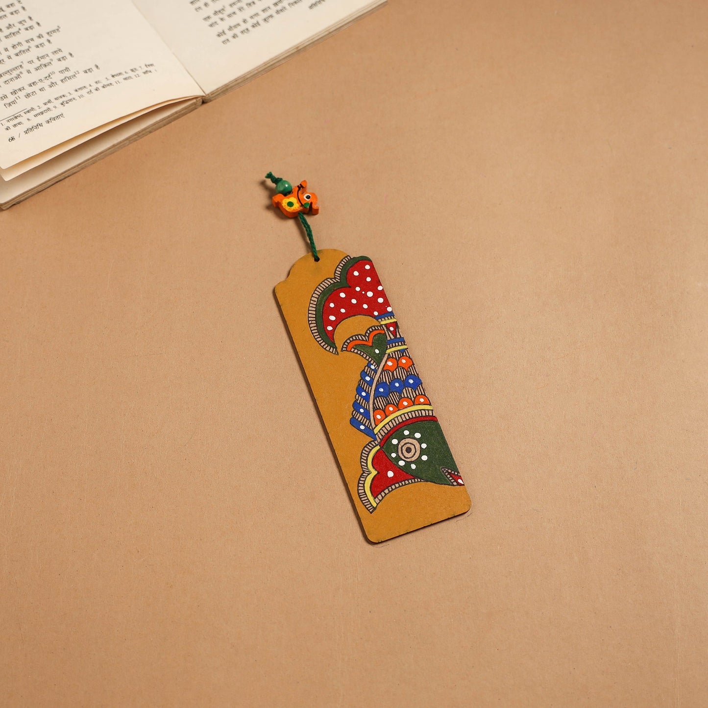 Madhubani handpainted wooden bookmark 07 - handcrafted