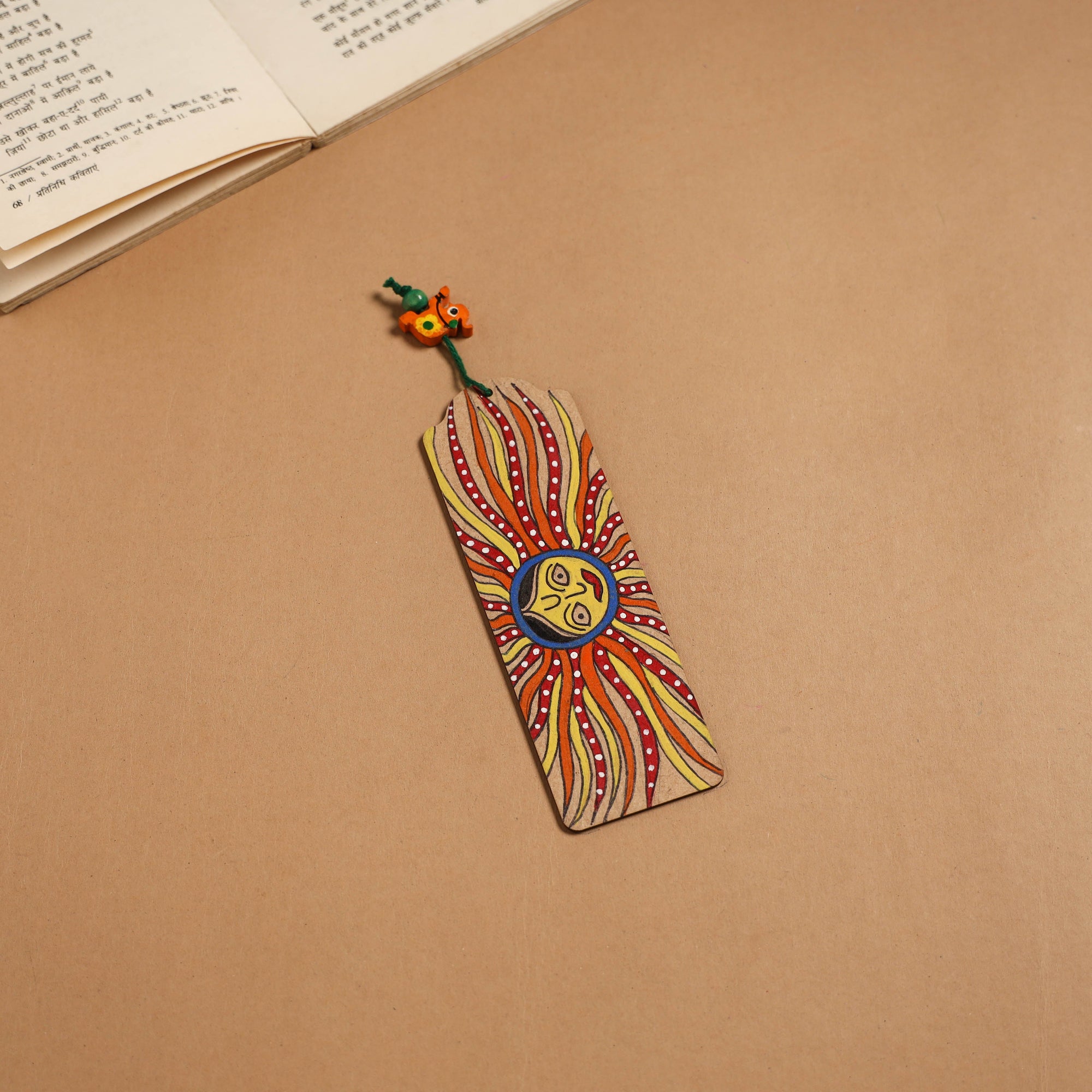 Madhubani handpainted wooden bookmark 07 - handcrafted