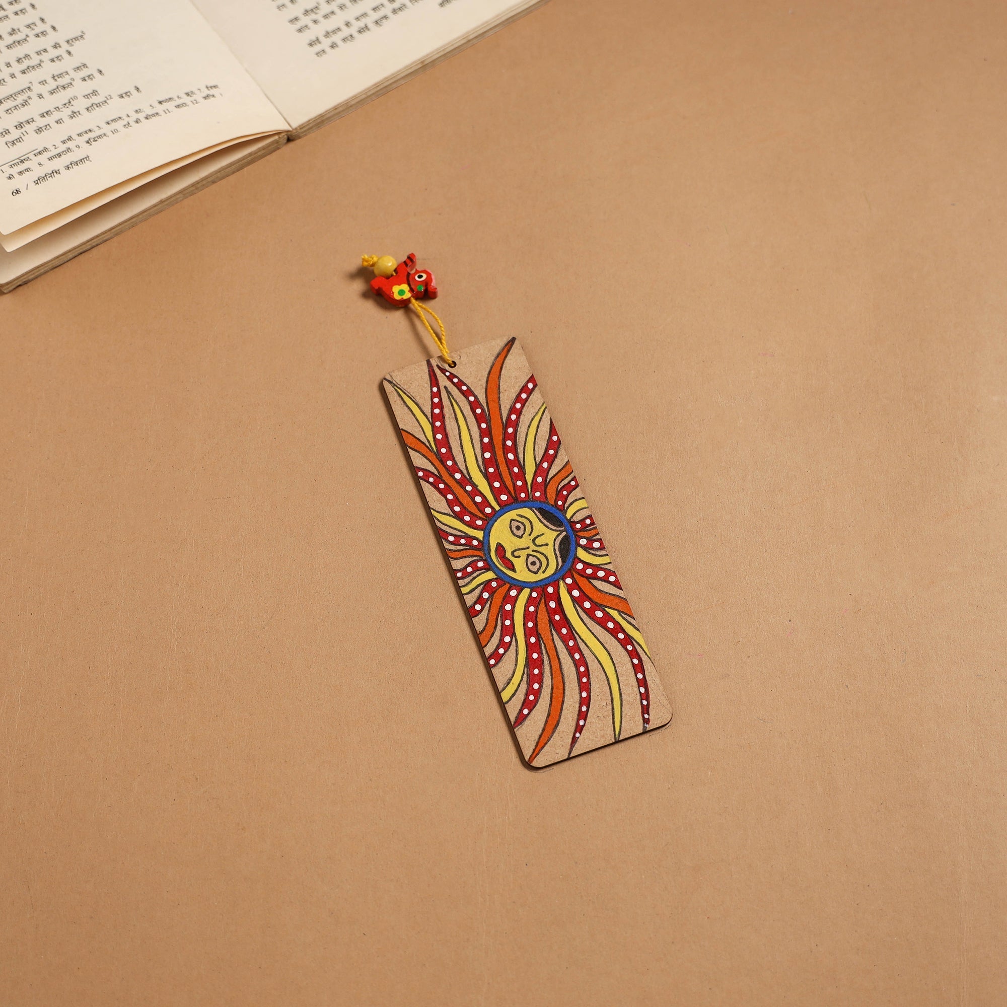 Madhubani handpainted wooden bookmark 08 - handcrafted