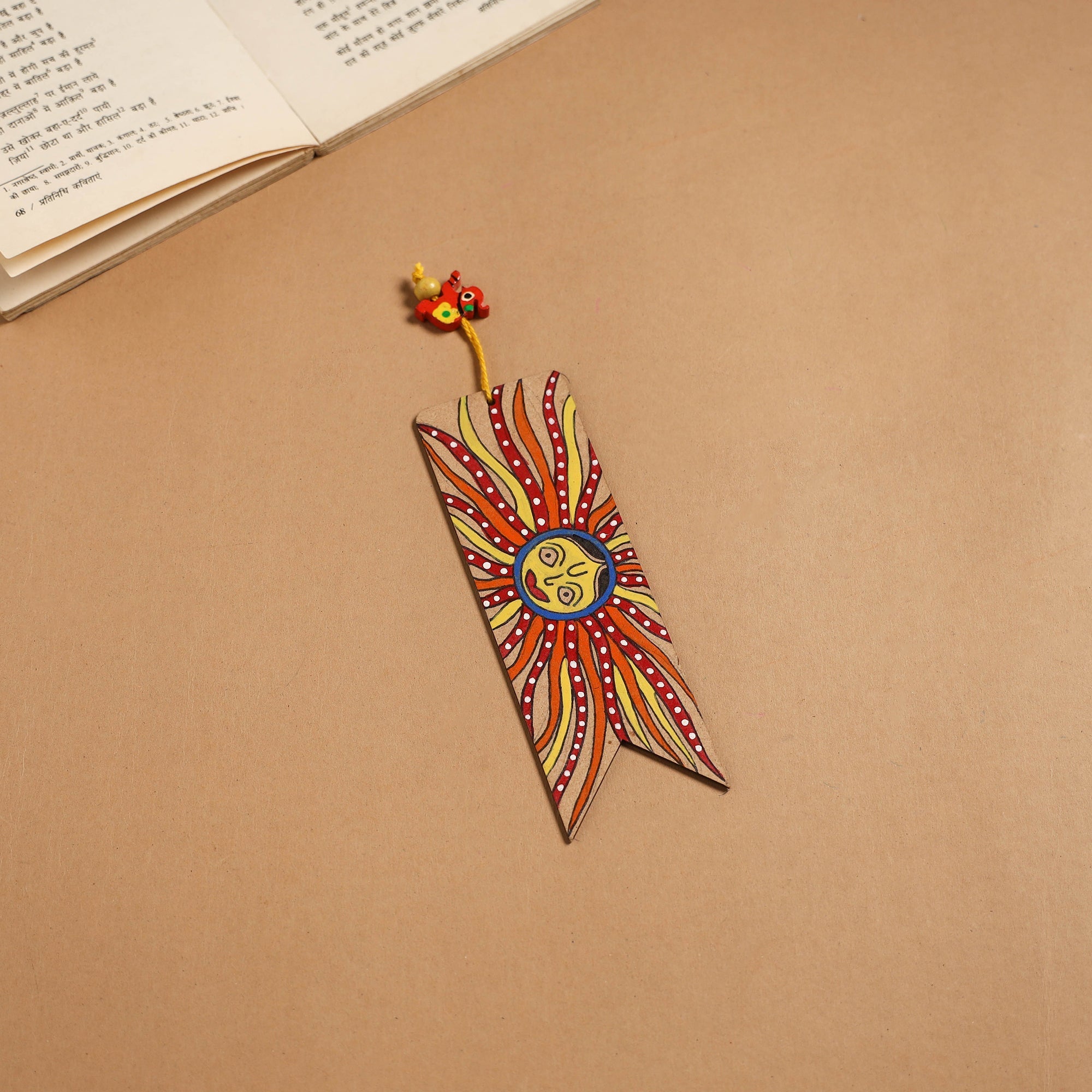 Madhubani handpainted wooden bookmark 10 - handcrafted