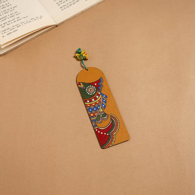 Madhubani handpainted wooden bookmark 11 - handcrafted