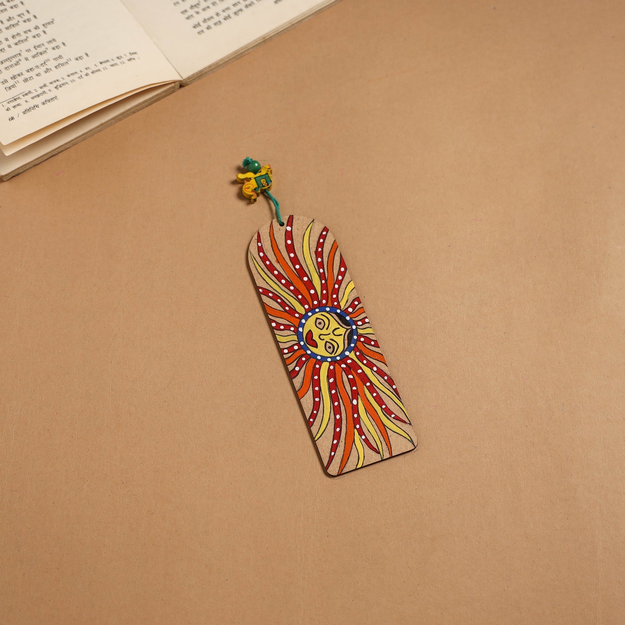 Madhubani handpainted wooden bookmark 11 - handcrafted