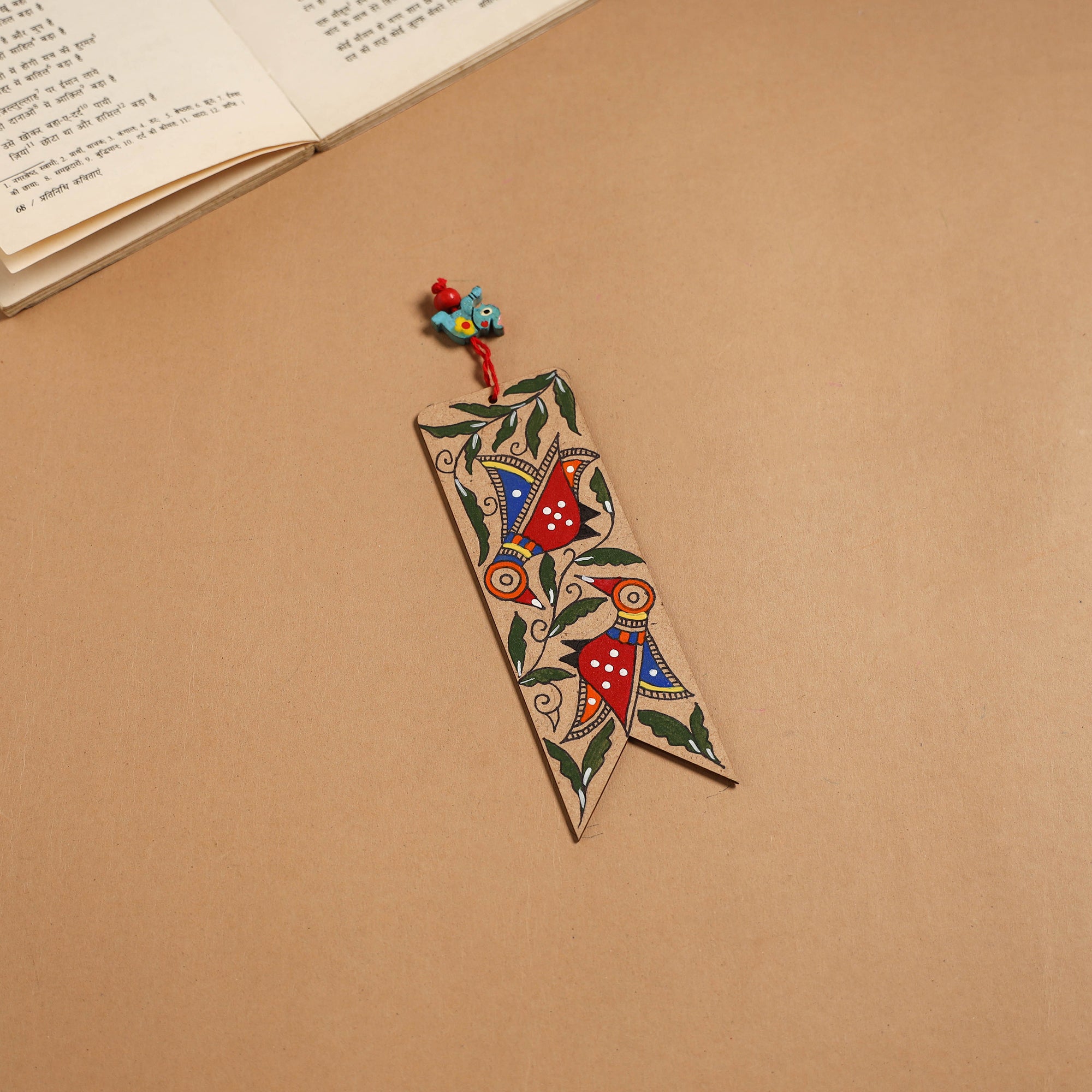 Madhubani handpainted wooden bookmark 12 - handcrafted