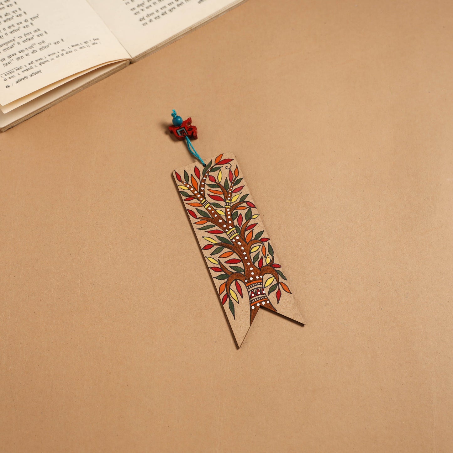 Madhubani handpainted wooden bookmark 13 - handcrafted