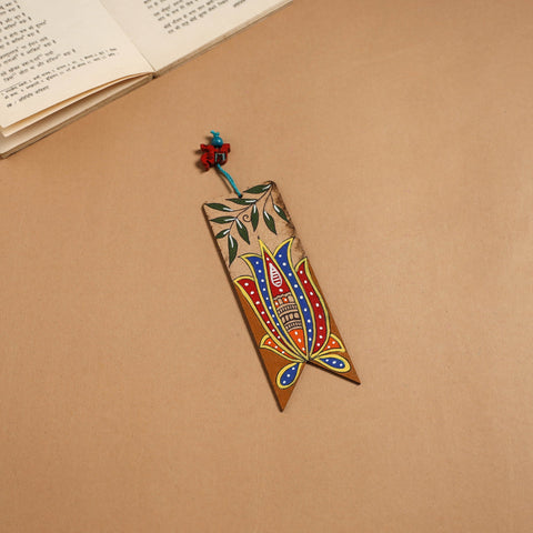 Madhubani handpainted wooden bookmark 13 - handcrafted