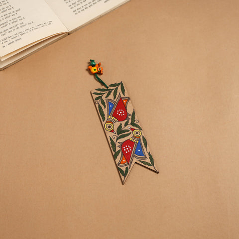 Madhubani handpainted wooden bookmark 14 - handcrafted