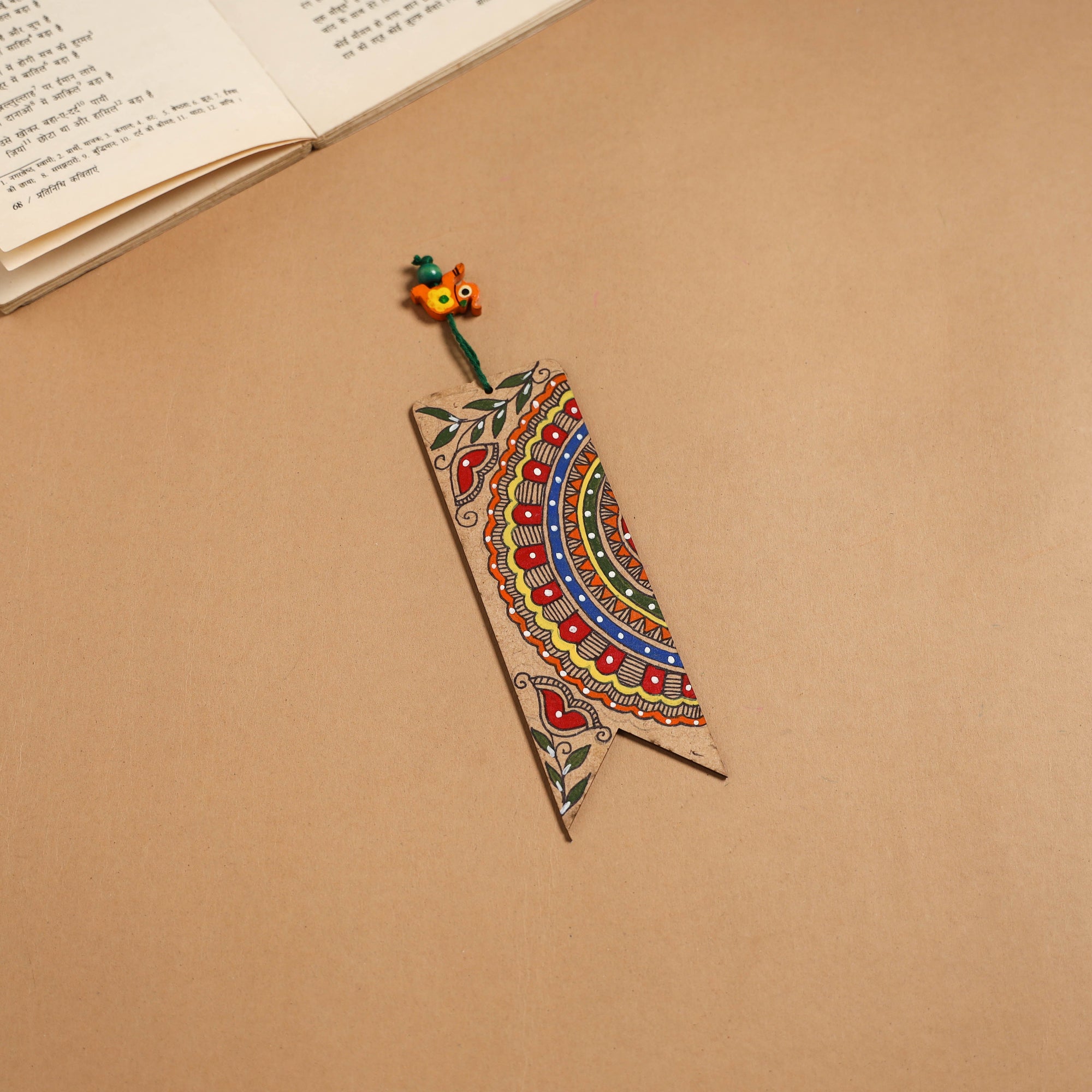 Madhubani handpainted wooden bookmark 14 - handcrafted