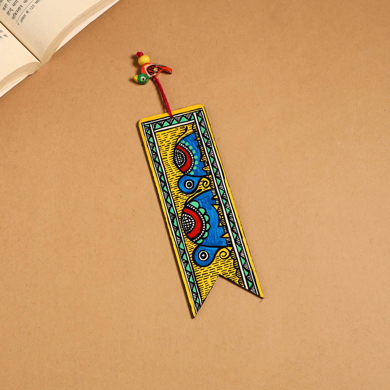 Multicolor - madhubani handpainted wooden bookmark 15