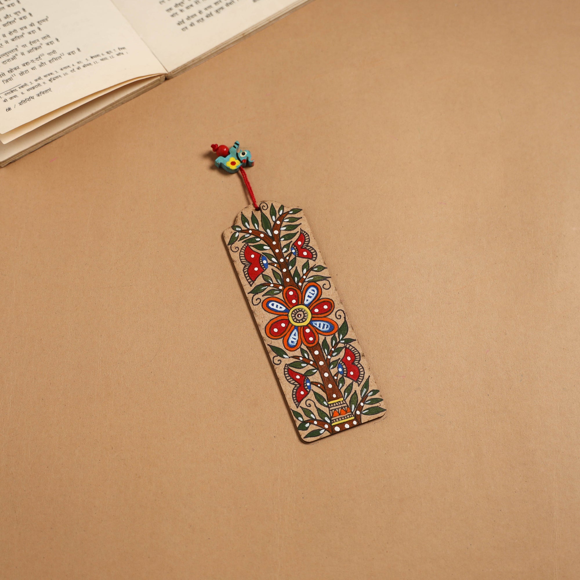 Madhubani handpainted wooden bookmark 16 - handcrafted