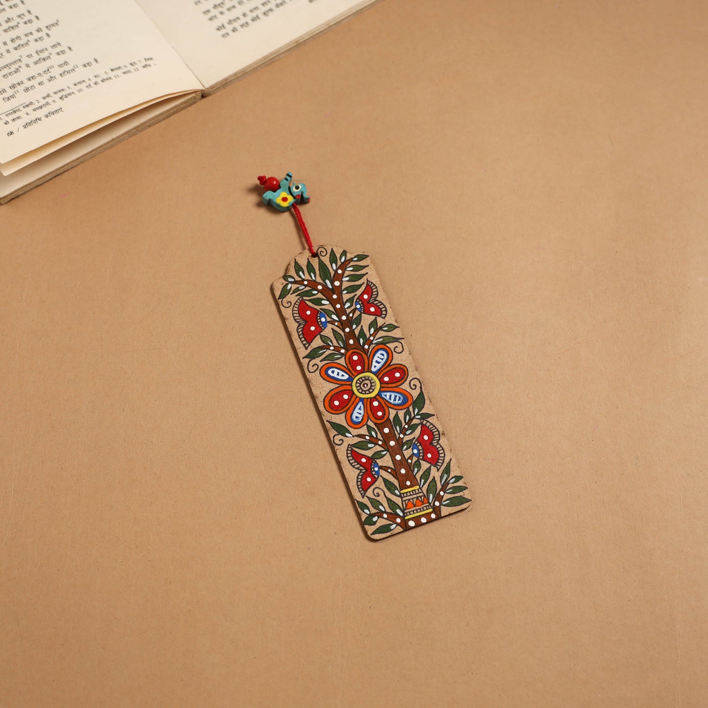 Madhubani handpainted wooden bookmark 16 - handcrafted