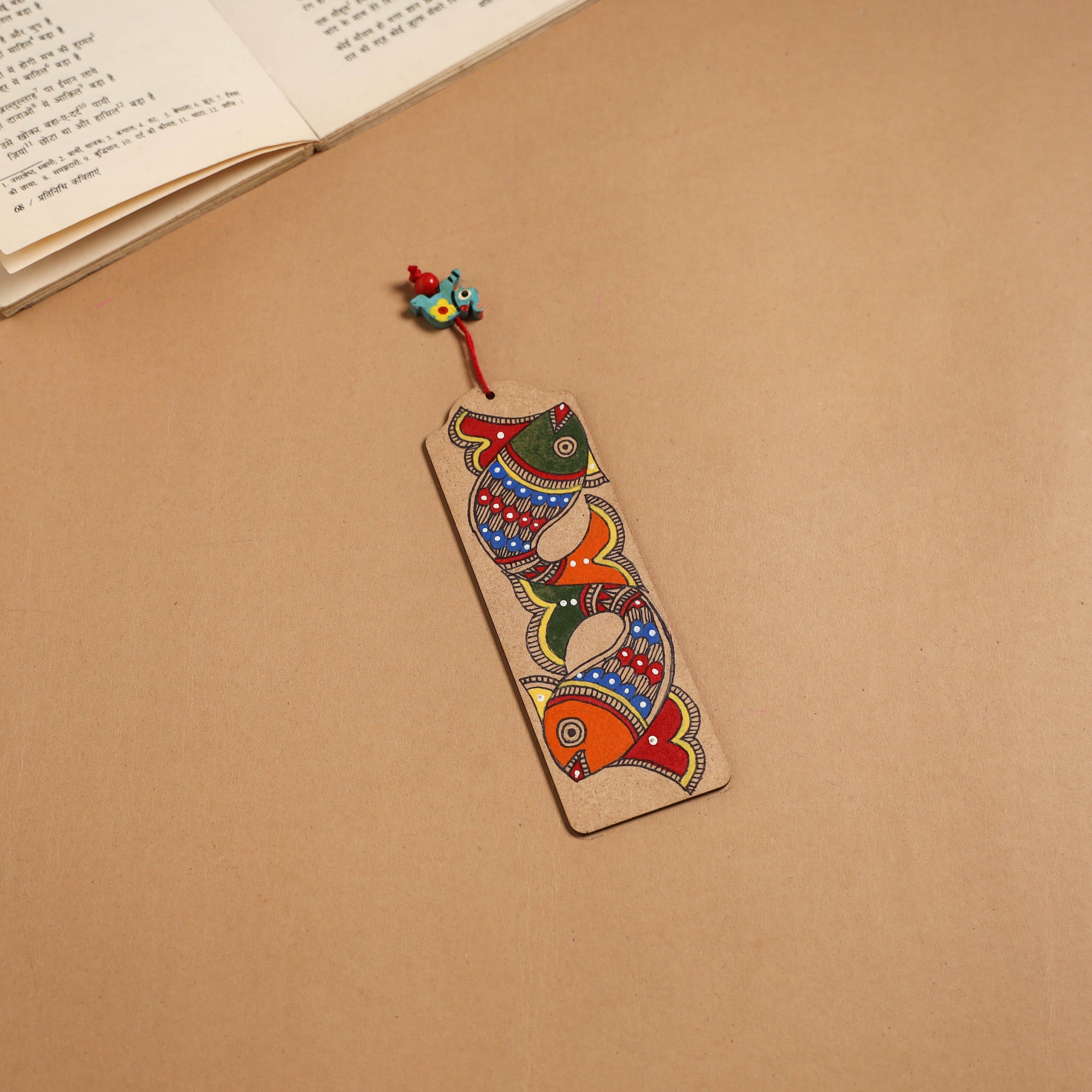 Madhubani handpainted wooden bookmark 16 - handcrafted