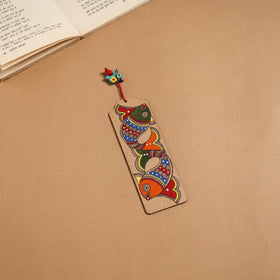 Madhubani handpainted wooden bookmark 16 - handcrafted