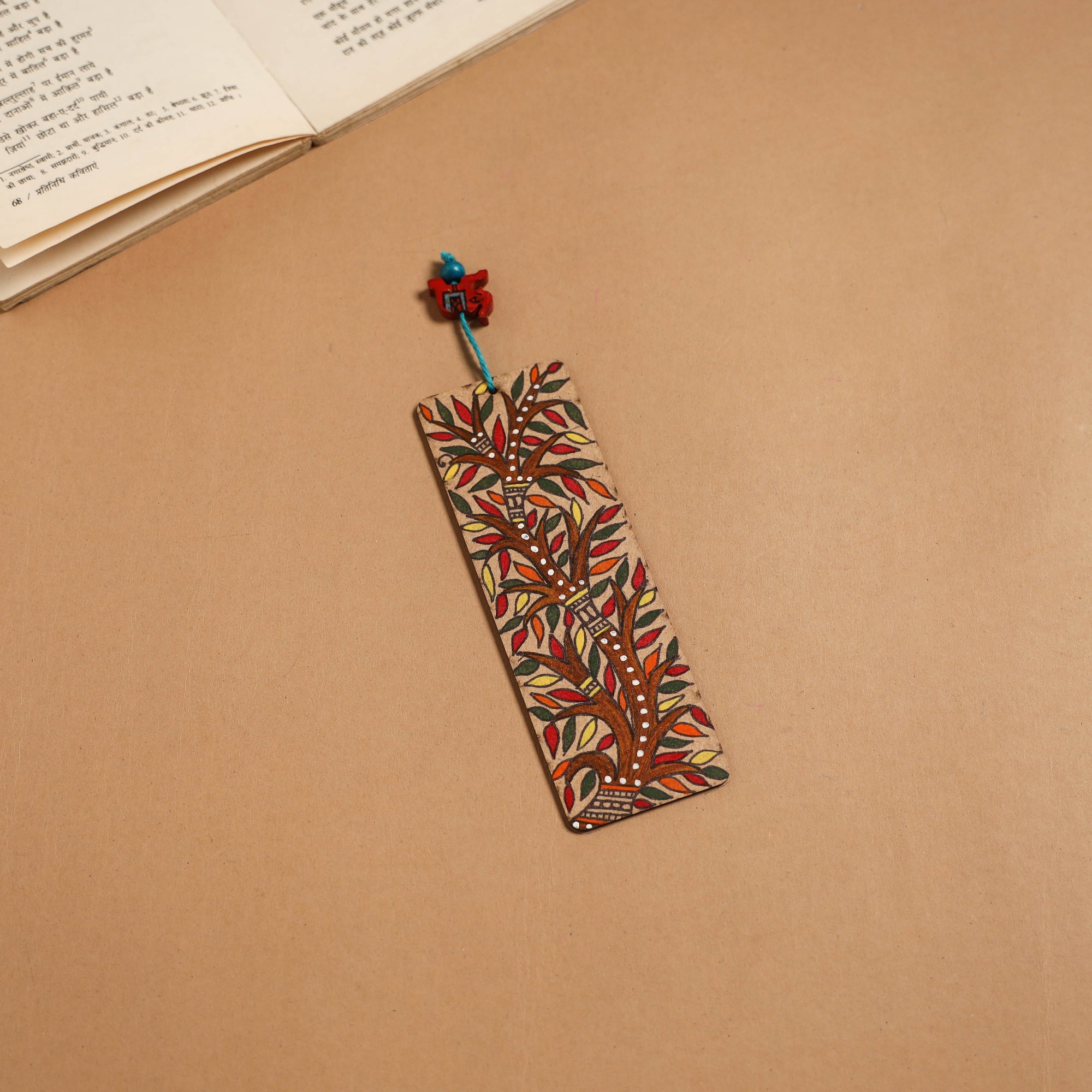 Madhubani handpainted wooden bookmark 17 - handcrafted
