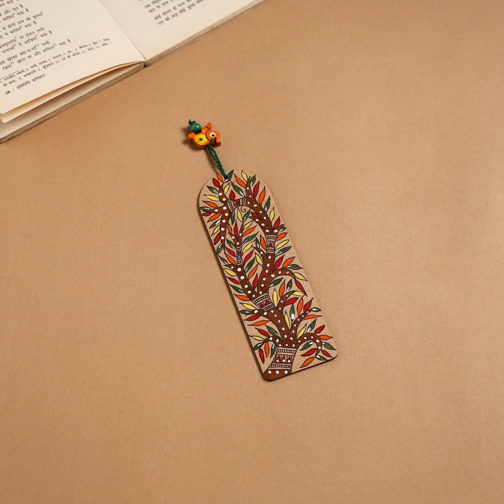 Madhubani handpainted wooden bookmark 18 - handcrafted