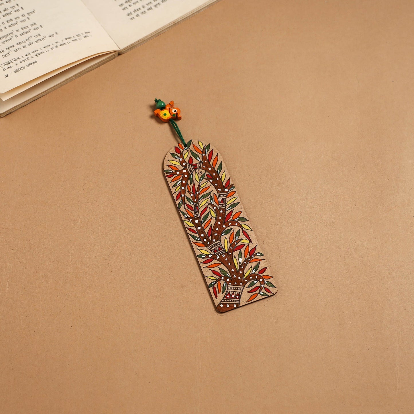 Madhubani handpainted wooden bookmark 18 - handcrafted