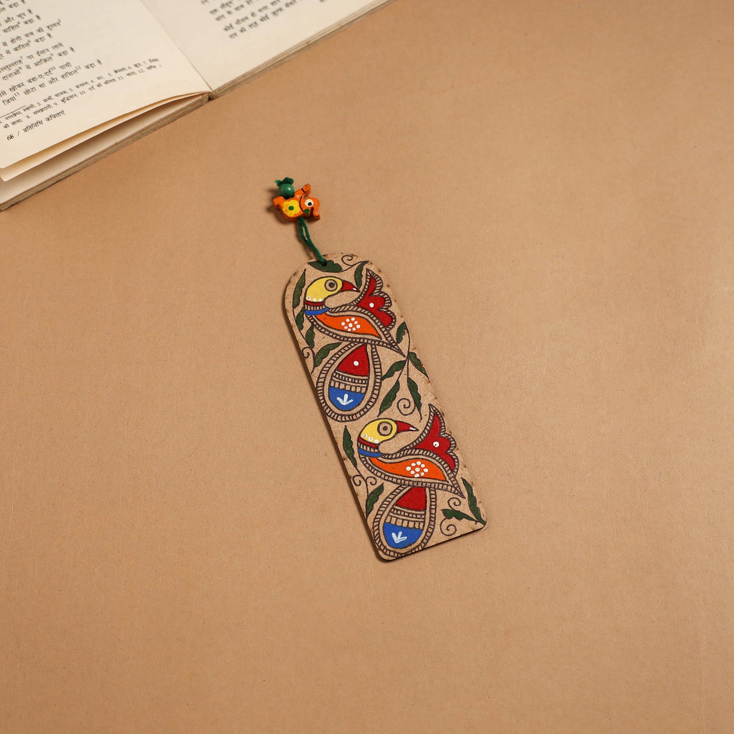Madhubani handpainted wooden bookmark 18 - handcrafted