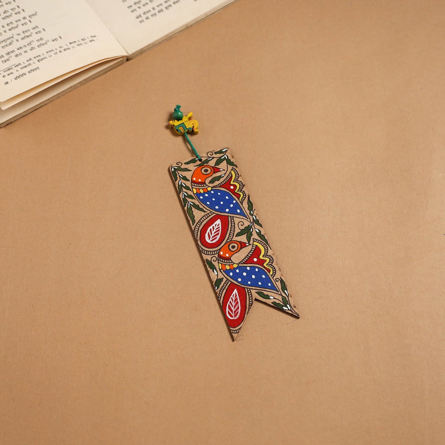 Madhubani handpainted wooden bookmark 19 - handcrafted