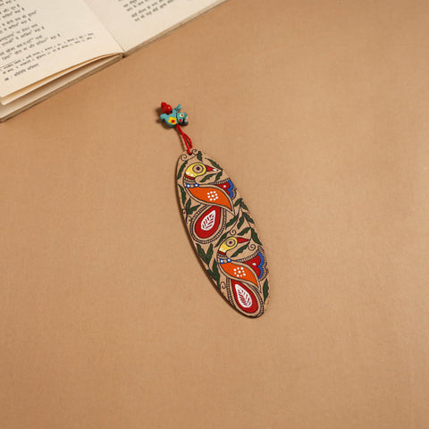 Madhubani handpainted wooden bookmark 20 - handcrafted