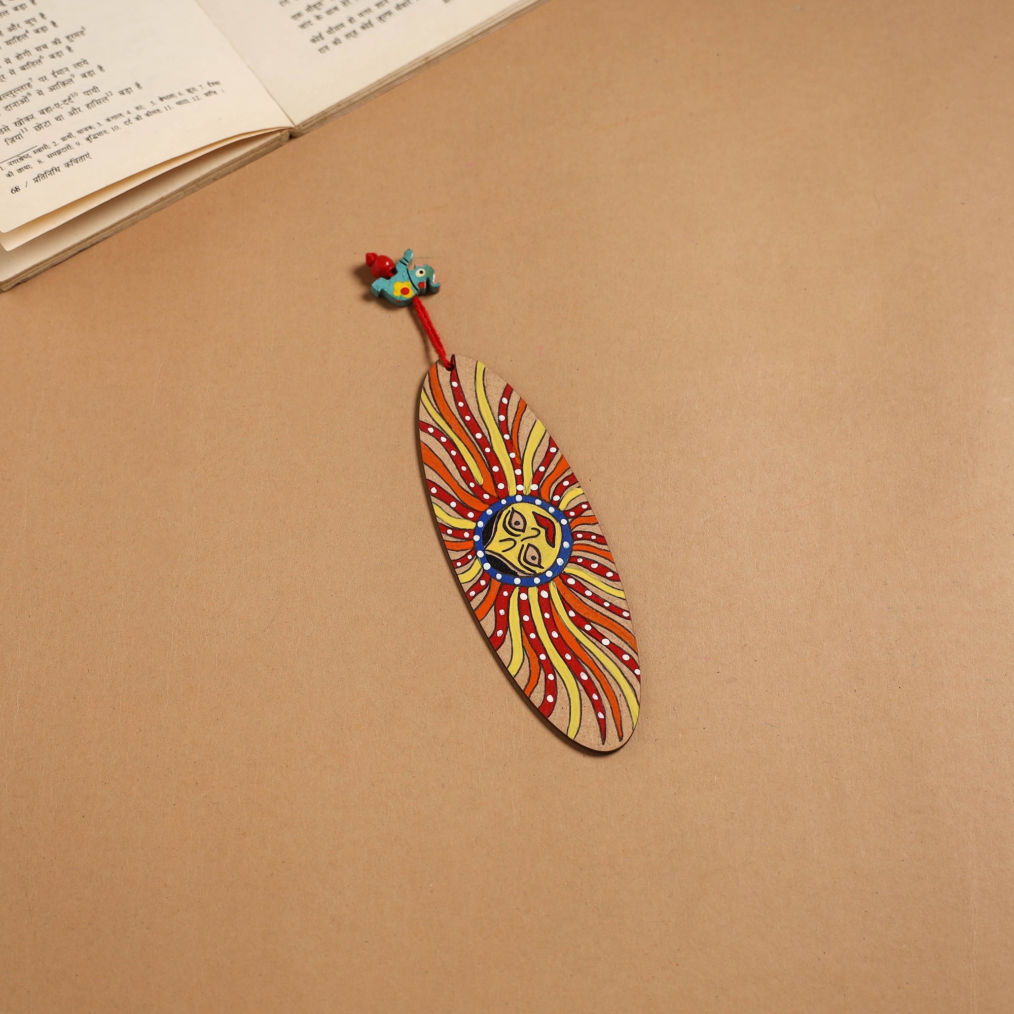 Madhubani handpainted wooden bookmark 20 - handcrafted