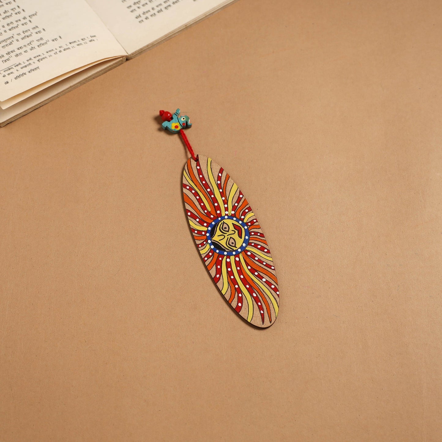 Madhubani handpainted wooden bookmark 20 - handcrafted