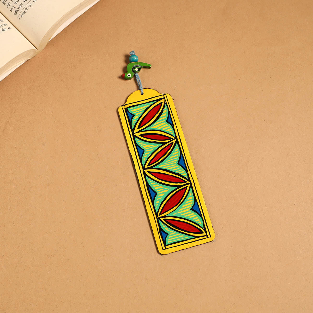 Multicolor - madhubani handpainted wooden bookmark 22