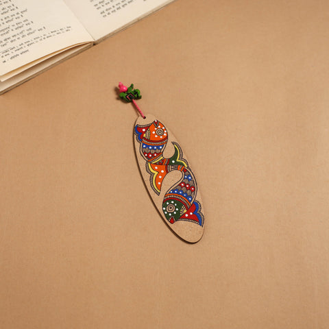 Madhubani handpainted wooden bookmark 23 - handcrafted