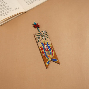 Madhubani handpainted wooden bookmark 24 - handcrafted