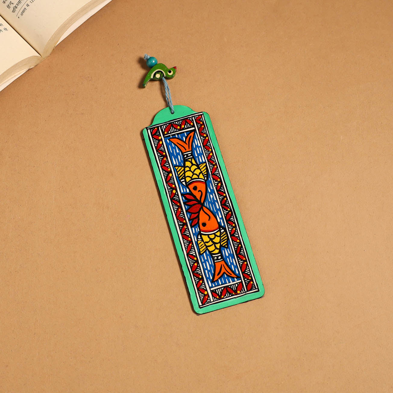 Multicolor - madhubani handpainted wooden bookmark 25