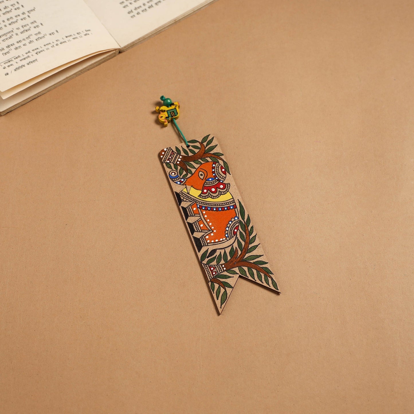 Madhubani handpainted wooden bookmark 30 - handcrafted