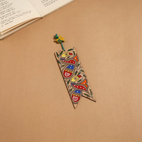 Madhubani handpainted wooden bookmark 30 - handcrafted
