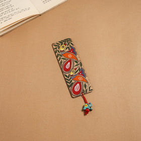 Madhubani handpainted wooden bookmark 32 - handcrafted