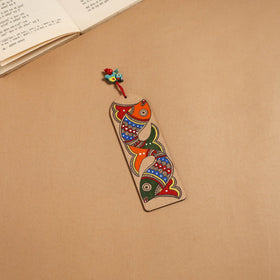 Madhubani handpainted wooden bookmark 34 - handcrafted