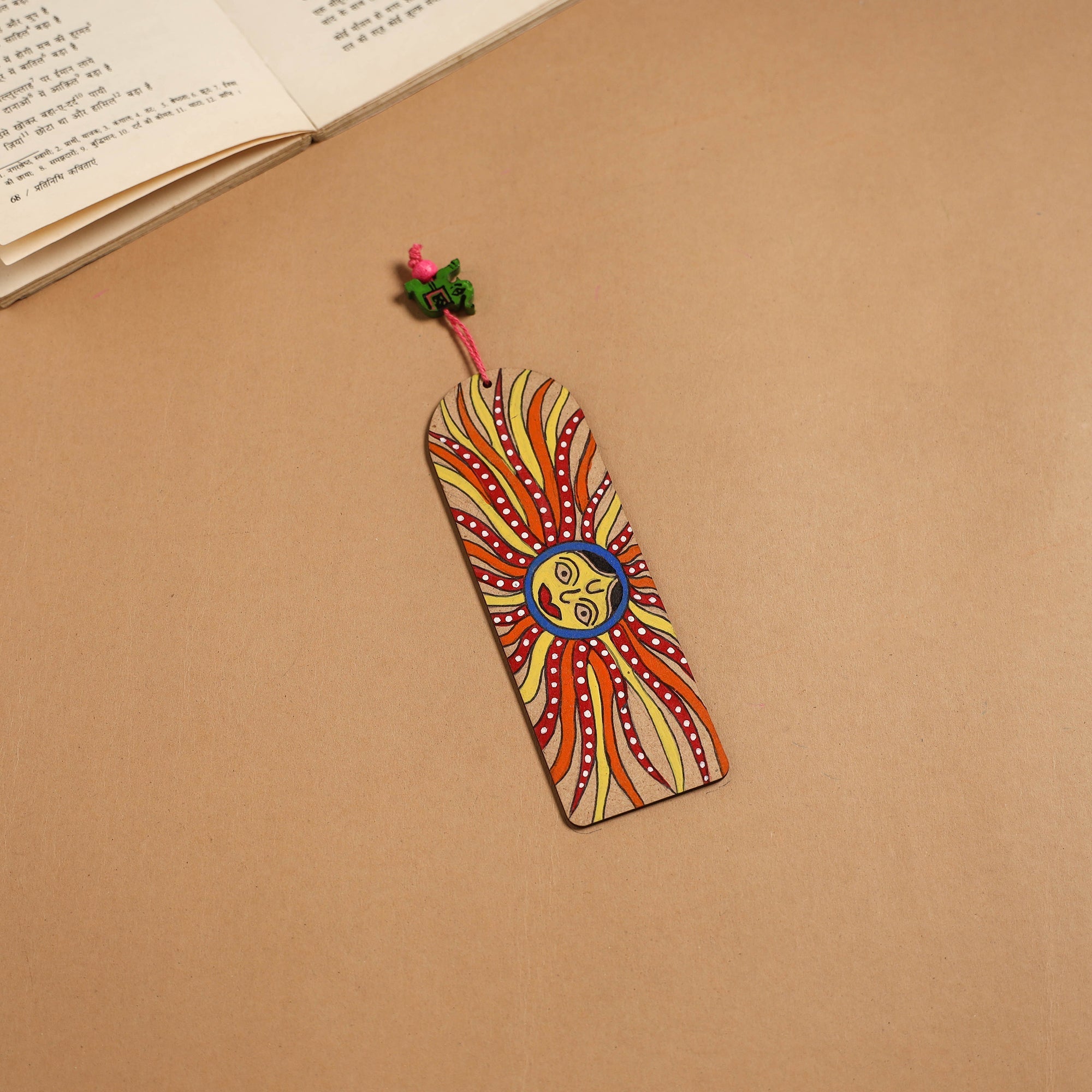 Madhubani handpainted wooden bookmark 36 - handcrafted