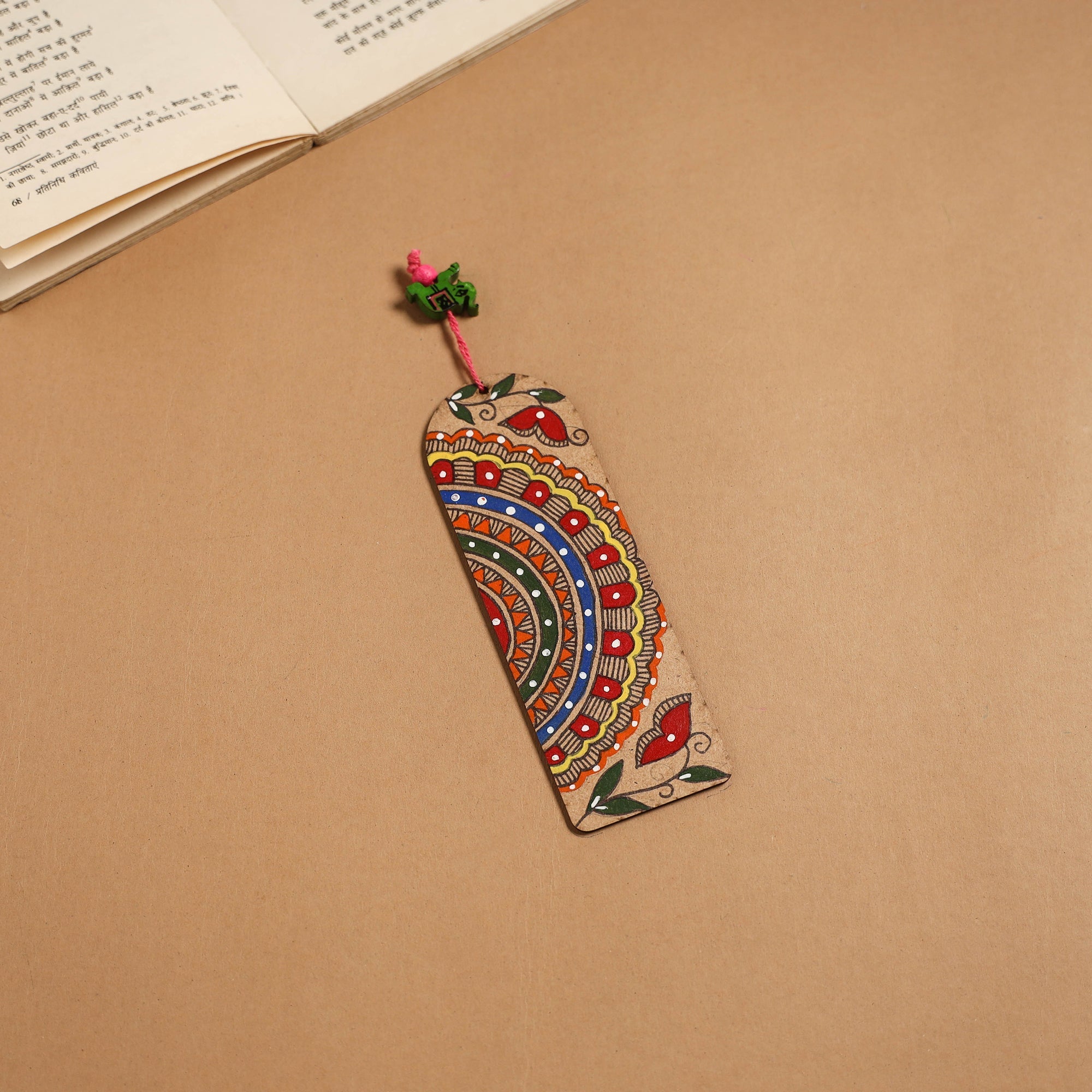 Madhubani handpainted wooden bookmark 36 - handcrafted