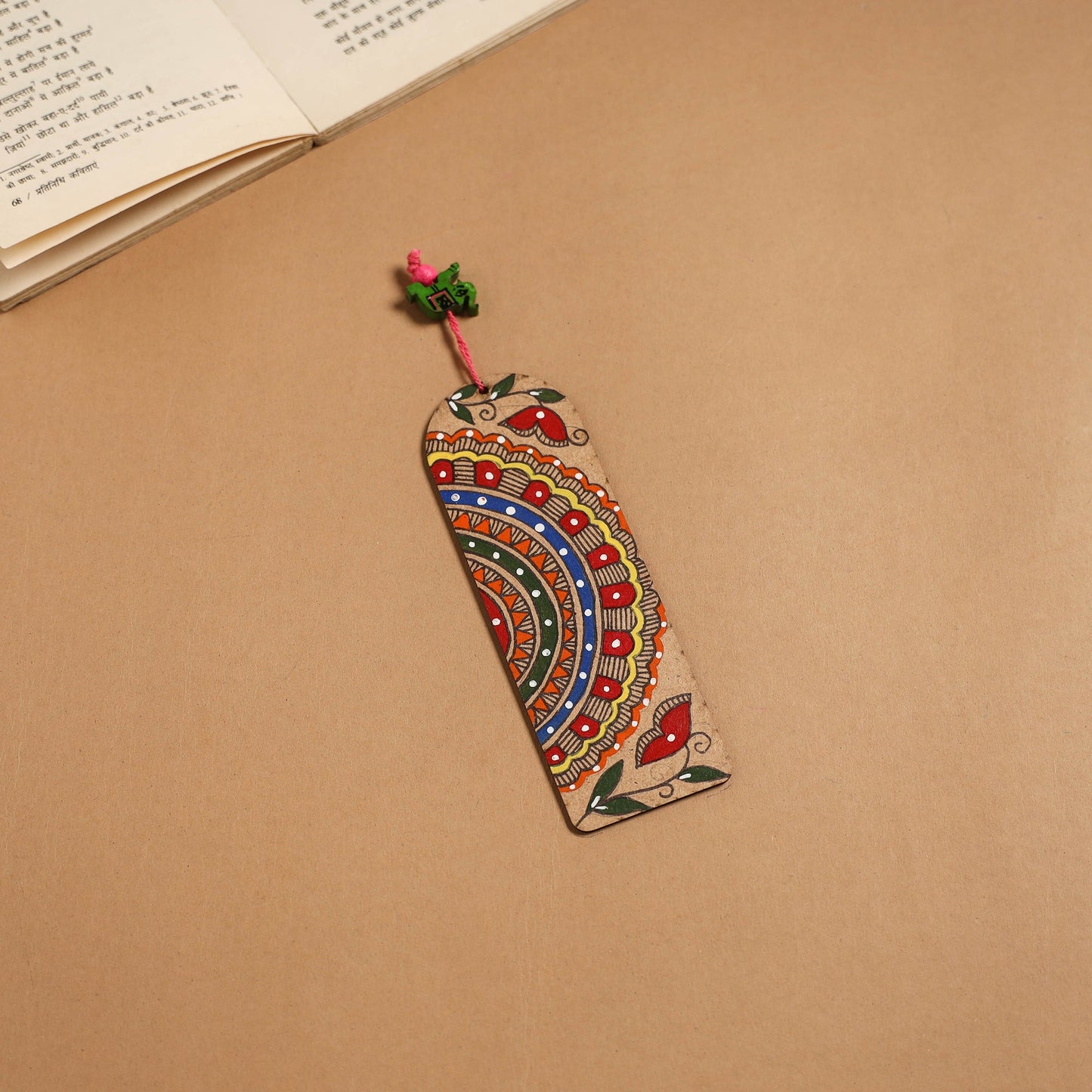 Madhubani handpainted wooden bookmark 36 - handcrafted