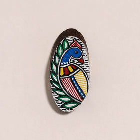 Warli handpainted wooden fridge magnet 04 - handcrafted