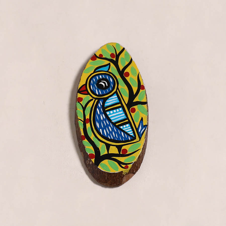 Madhubani handpainted wooden fridge magnet 09 - handcrafted