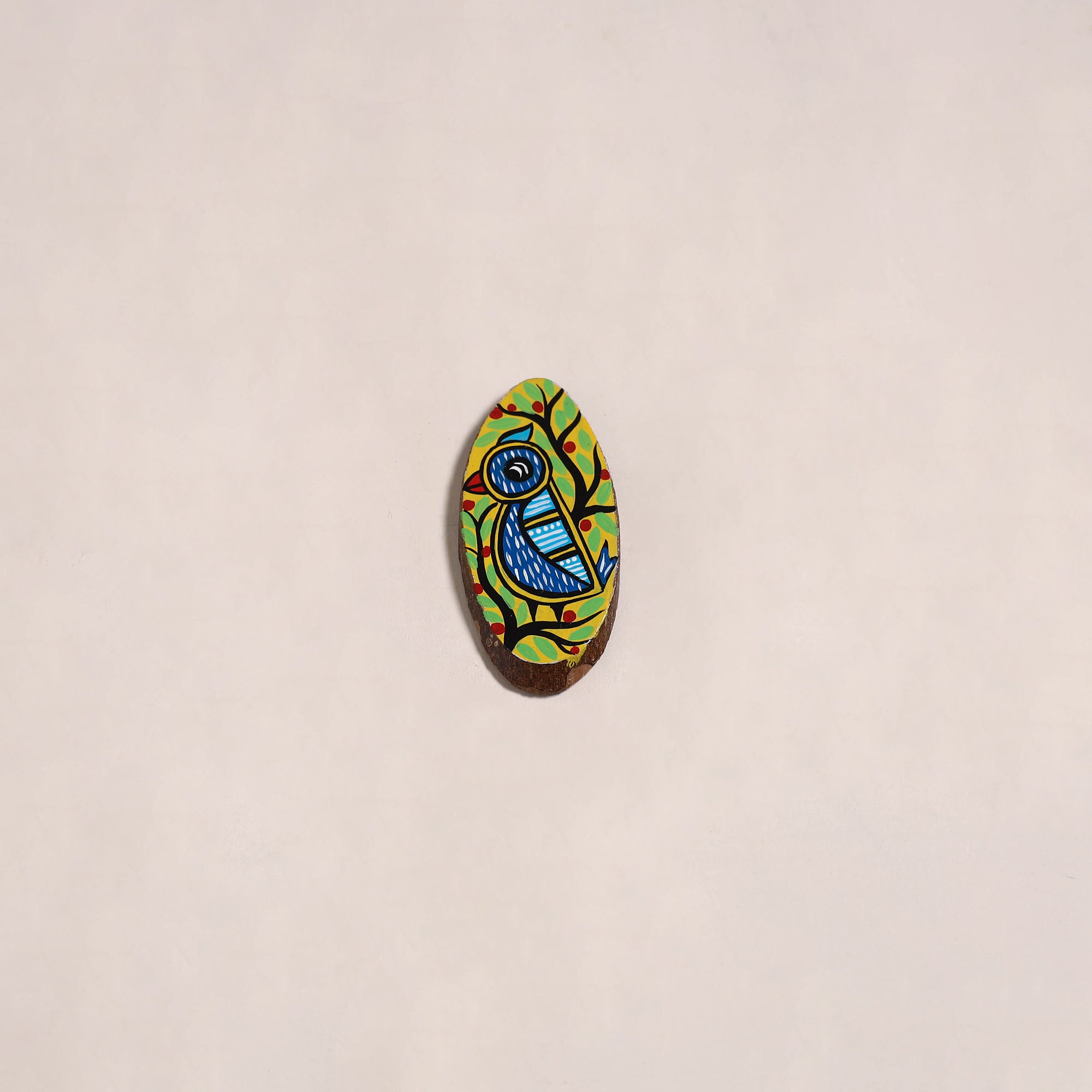 Madhubani handpainted wooden fridge magnet 09 - handcrafted