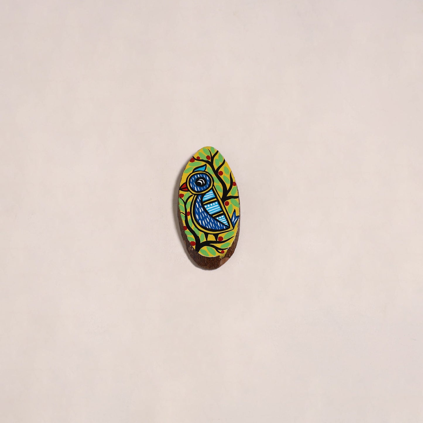 Madhubani handpainted wooden fridge magnet 09 - handcrafted