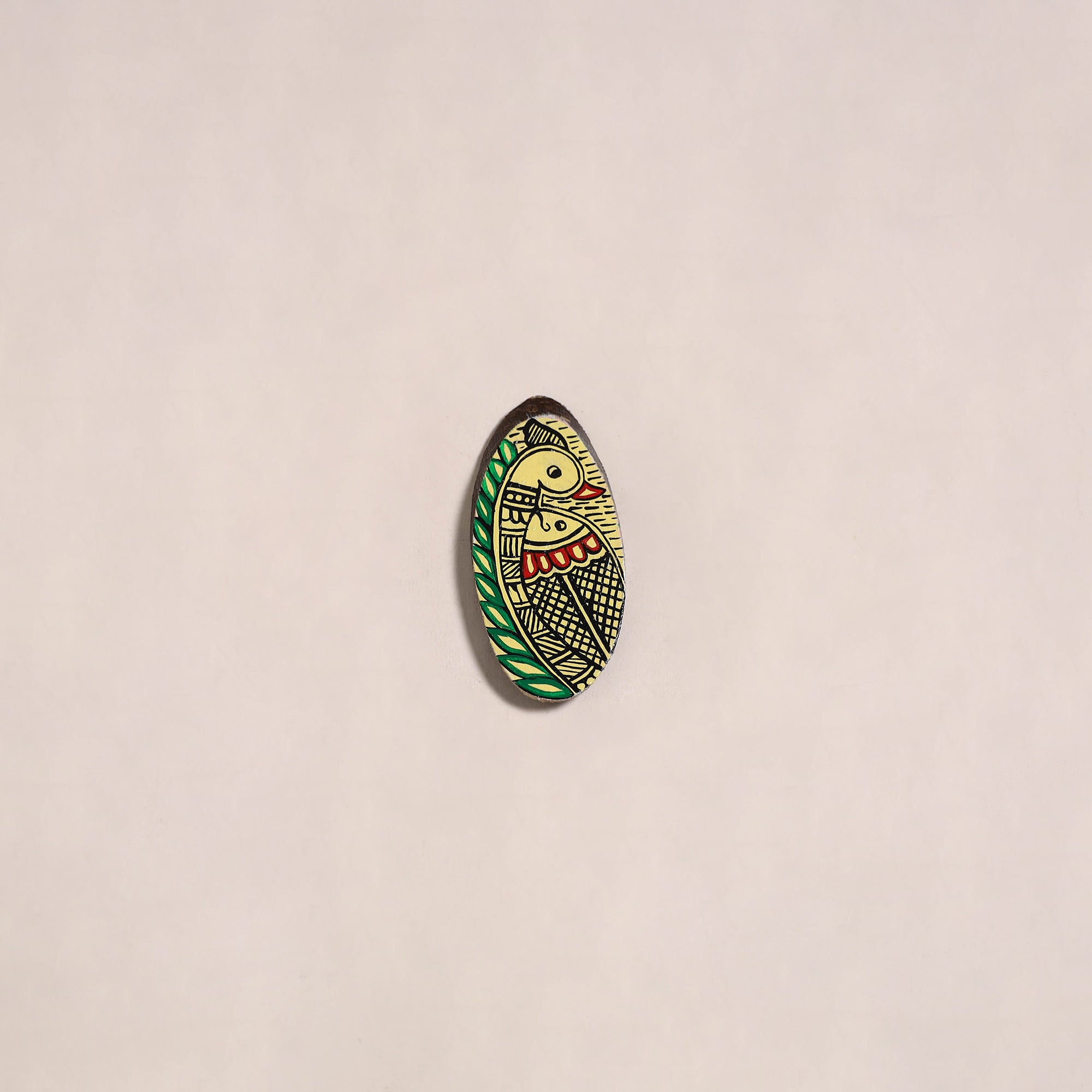 Madhubani handpainted wooden fridge magnet 14 - handcrafted