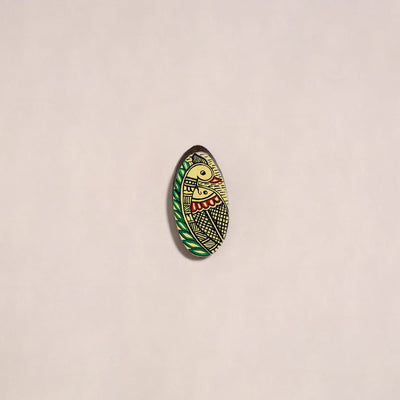 Madhubani handpainted wooden fridge magnet 14 - handcrafted