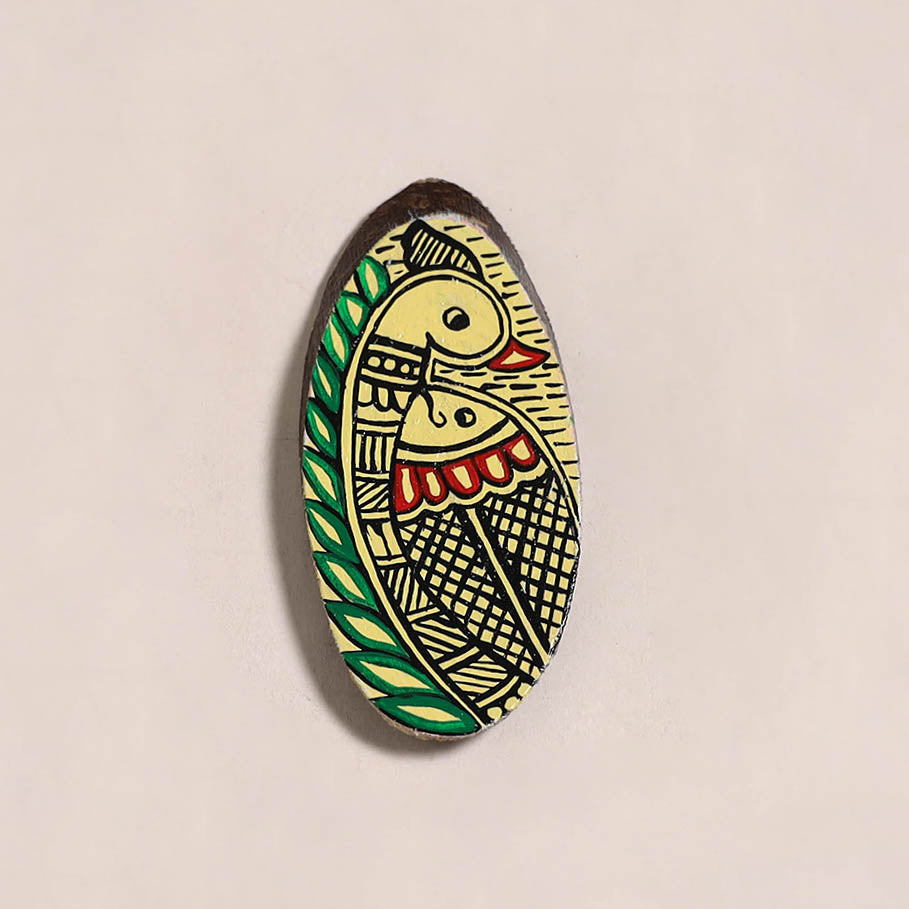 Madhubani handpainted wooden fridge magnet 14 - handcrafted