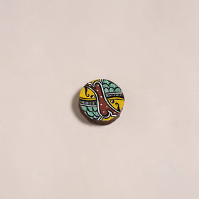 Madhubani handpainted wooden fridge magnet 27 - handcrafted